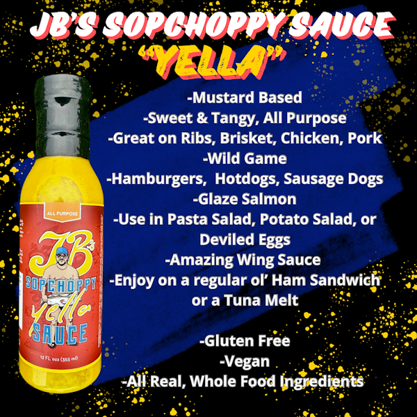 エンジョイソルトページ JB's Sopchoppy Sauce “Yella” 12oz Bottle – JB's Sopchoppy Sauce